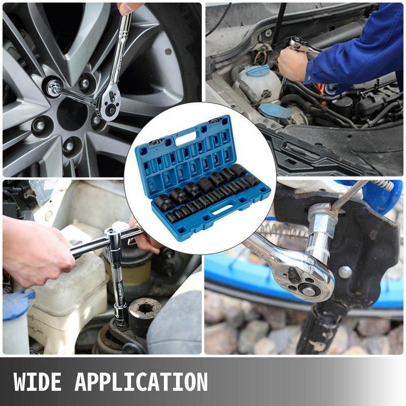 VEVOR Impact Socket Set 1/2 Inches 19 Piece Impact Sockets,