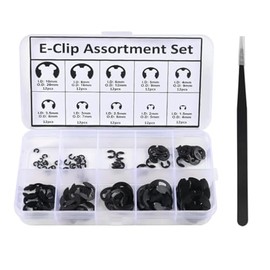 AEDIKO 120pcs E-Clip Circlip External Retaining Clips Assortment Set Hardened Steel Circlip Kit Anti Walk Washers 1.5/2 /3/4/5/6/7/8/9/10mm