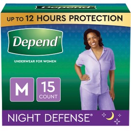 Depend Night Defense Incontinence Overnight Underwear for Women, Medium, Medium, 15 Count (Pack of 1)