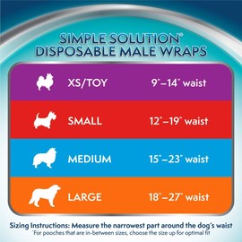 Simple Solution Disposable Dog Diapers Wraps for Male Dogs, True Fit, Absorbent, Leak Proof with Wetness Indicator, Puppy and Doggie Diaper for Peeing, For Medium Pets, 15 – 23 Inch Waist, 12 Count