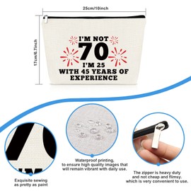 Funny 70th Birthday Gifts Turning 70 Makeup Bag 70th Birthday Gifts for Women Mom Grandmother 70 Year Old Birthday Gifts Seventies Theme Birthday Party Decorations Cosmetic Bag Born in 1953 Gifts