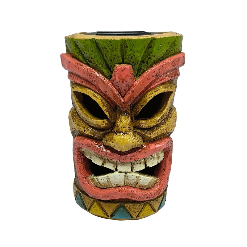 qzzwbbtc Tiki Head Solar Statue Light for Garden Decor and