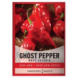 Gardeners Basics Gardeners Basics, Ghost Pepper Seeds for Planting Spicy Hot - Heirloom Non-GMO Hot Pepper Seeds for Home Garden Vegetables Makes a Great Plant Gift for Gardening