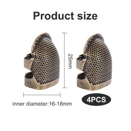 4 Pcs Sewing Thimbles, FUNCYboo Adjustable Metal Sewing Thimble Embroidery Finger Protector Thumb Thimble for Knitting DIY Sewing Tools (M)