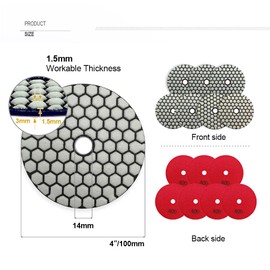 SHDIATOOL Dry Diamond Polishing Pads 7 Pcs 400 Grit Granite Marble Stone Ceramic Polishing Pads Diameter 100mm