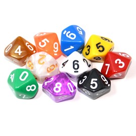 SmartDealsPro 10-Pack D4 D6 D8 D10 D12 Multi Colored Polyhedral Dice for for Dungeons and Dragons DND RPG MTG Table Games (Mix Color(Opaque&Pearl&Transparent, D10)