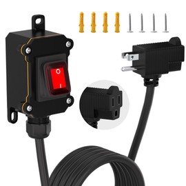 STARELO Extension Cord with on/Off Switch, IP66 Waterproof,Inline Power Switch with 10 FT 16AWG Cable Piggyback Plug(3-Pronged), Outdoor Power Switch AC/DC 20A-125V, 16A-250V, Red Light Rocker Button