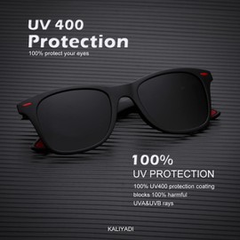 Polarised Sunglasses Men Women 100% UV400 Protection for Diving Fishing Unisex Retro Glasses, 01 Matt Black Frame with Red Studs and Black Frame, Gold Trim, Grey Glass, m