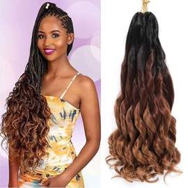 WoWCFyyds 8 Packs French Curl Braiding Hair 24 Inch Loose Wave Spiral Curly Braiding Hair Extensions 75 g/Pack Soft French Curls Synthetic Hair Extensions for Braiding (1B/33/30)