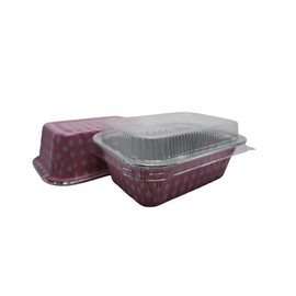 KitchenDance Disposable Pink Colored Aluminum Individual Sized Mini Loaf Pan with Lid - 6 Ounces Rectangle Baking Pan for Breads,Cobblers - Aluminum Foil Pans Perfect for Baking, Preparing Food #4004P