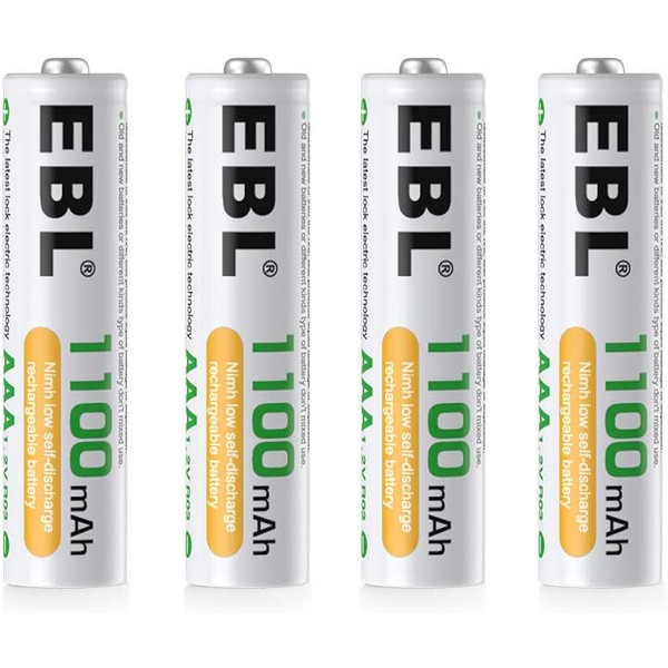 EBL 1100mAh Super Capacity AAA Rechargeable Batteries, 4 Pack