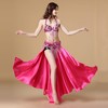 MUNAFIE Belly Dance Skirt Two Side Slit Satin Skirt Rose