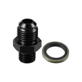 Hihaha Fuel Fitting with Washer/Inner Fuel Line Male Flare Adapter for Car/Durable Aluminum Alloy Metric M12x1.5 to 6AN Male Flare Adapter / 1 Set Black