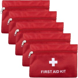 AUEAR, 5 Pack First Aid Kit Empty Pouch Bag Red Medical Emergency Storage for Outdoors Travel Car