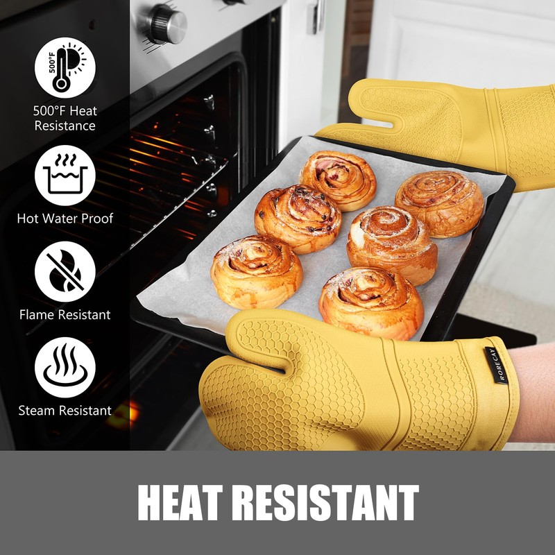 Rorecay Oven Mitts and Pot Holders Sets 6pcs, Extra Long