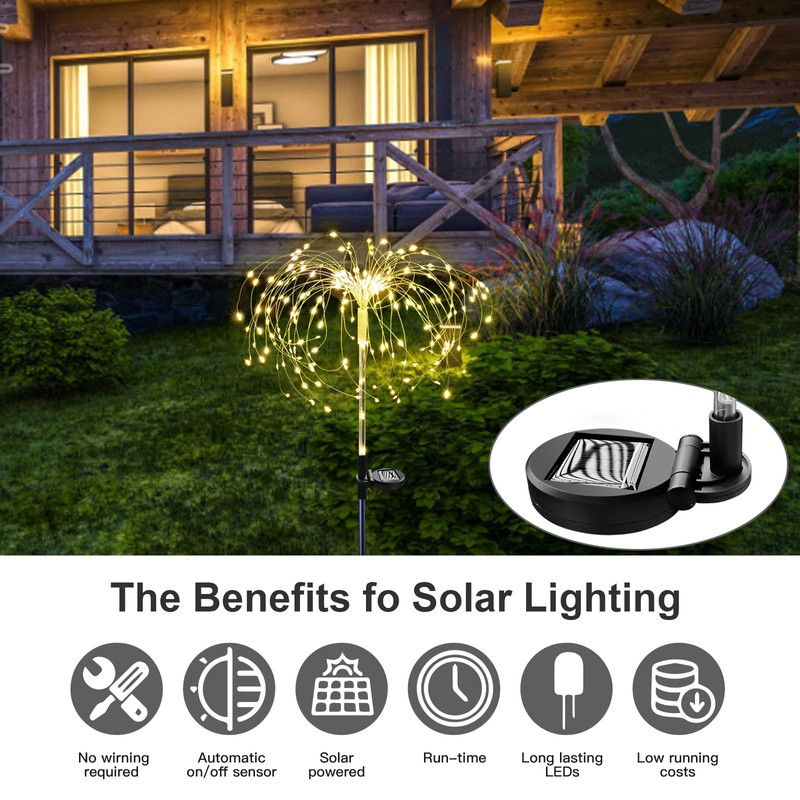 Ovker Solar Garden Lights, Solar Fireworks Lights, 120 LEDs, 2