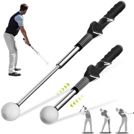 Retractable Golf Swing Aid w/Rhythm Click Sound Golf Grip Trainer Speed Training