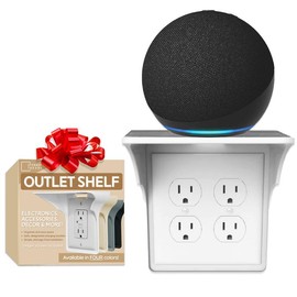 Power Perch Double Wall Outlet Shelf - Turn Outlet into a Shelf - Great for Smart Home Devices, Cell Phone, Speakers, Alexa Holder, Kitchen Organizer - Color: Black, Quantity: 2Packs, Size: Double