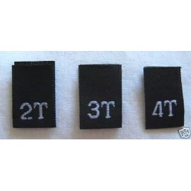 Sean Label 240 PCS BLACK TODDLER WOVEN SIZE TAGS LABELS - 2T 3T 4T