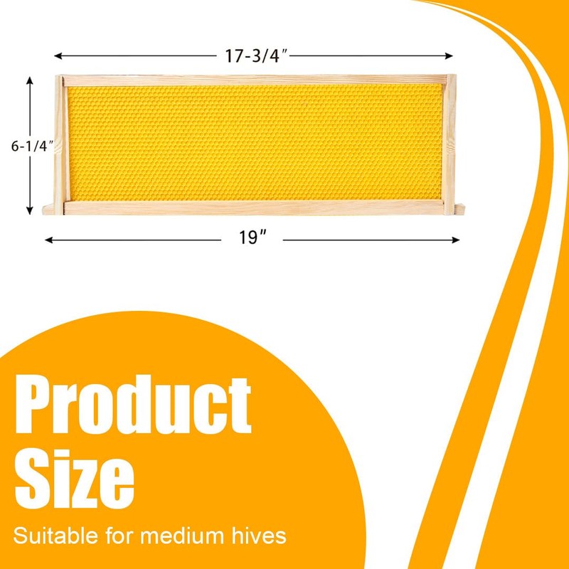 POLLIBEE Medium or Super Bee Hive Frames and Wax Foundations,10