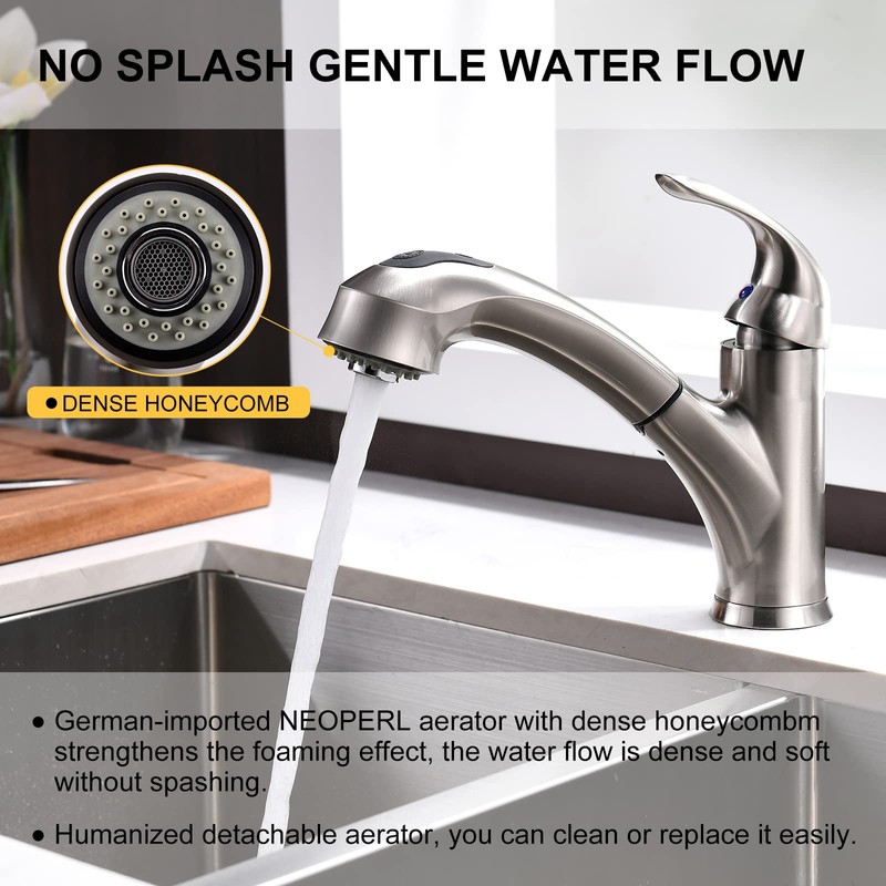 Kitchen Faucet with Sprayer, Brushed Nickel Kitchen Sink Faucet with
