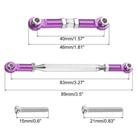 sourcing map 2 Sets Adjustable Turnbuckles Camber Link Linkages Aluminum Alloy Upgrade Parts RC Car Steering Pull Rod Servo Linkages Tie Rod for MN 1:12 D90 RC Car Crawler,Purple