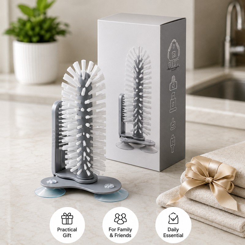 Bottle Cleaning Brush for Cups – Detachable Suction Base Cleaner