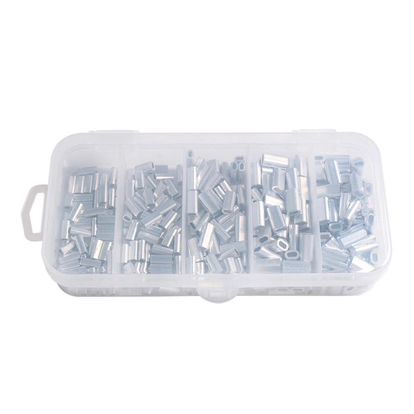 250PCS Aluminum Crimping Loop Sleeve, Fishing Crimp Sleeves Assortment Connector