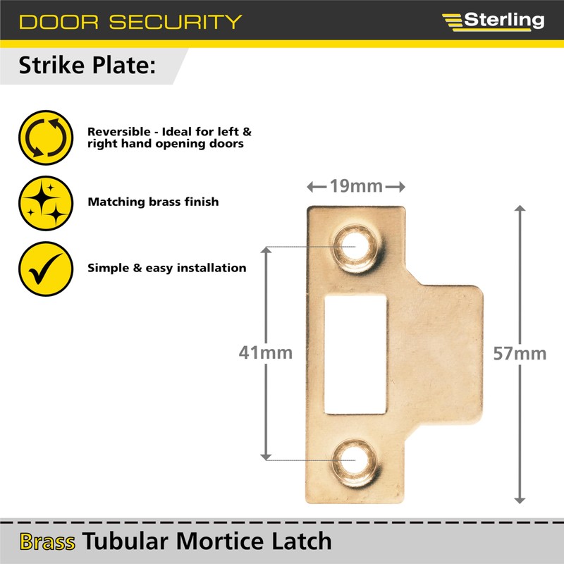Sterling TML130 BP 2 1/2" 65mm Tubular Mortice Latch, Brass,