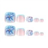 Blue Toe Nail Press ons Flower Fake Toe Nails with