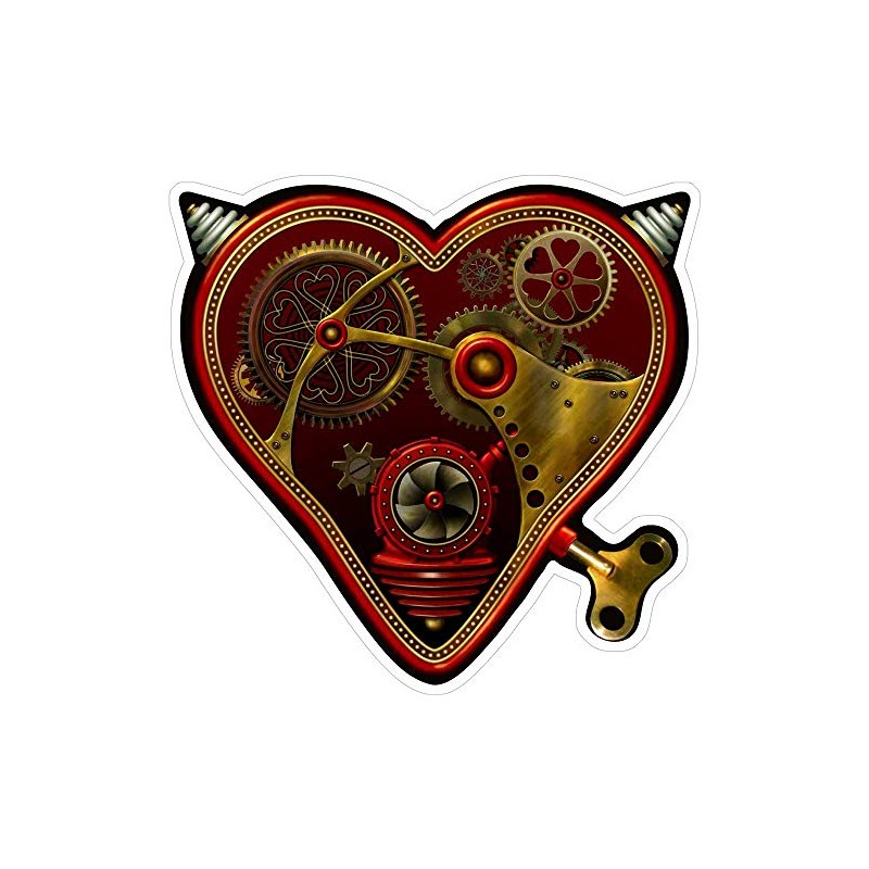 Steampunk Heart - Bumper Sticker/Decal (4.5" X 4.5")