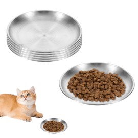 Pack of 6 Flat Cat Bowls, Stainless Steel Feeding Bowl, Cat Bowl, Cat Plate, Cat Bowl, Stainless Steel, Cat Bowl, Cat Feeding Bowl, Flat for Drop-Resistant and Easy to Clean
