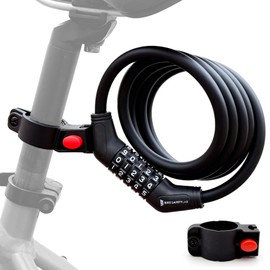 Bike Safety Lab ケーブルロック 自転車ロック 5ケタダイヤル式 65cm/150cm 太さ10mm 軽量 回しやすい ワイヤーロック バイク キックボード (ブラック, 150cm)