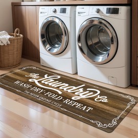 Pauwer Laundry Room Rug Runner 20"x60" Waterproof Rubber Laundry Mat Non Slip Kitchen Mats for Floor Washable Floor Mat Runner Rug for Farmhouse Mudroom Washroom Bathroom Decor