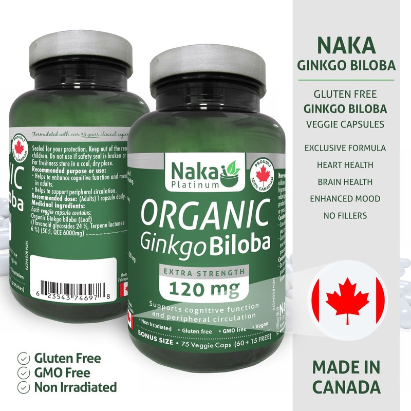 NAKA Naka Platinum ORGANIC Ginkgo Biloba Extra Strength, Supports Cognitive