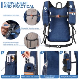 BECOJADDE 20L Small Hiking Backpack for Men Women Foldable Packable Back Pack Ultralight Hiking Daypack for Travel Camping Outdoor, Navy Blue