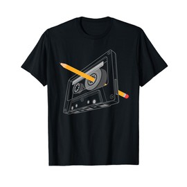 Vintage Rewind Funny 80s 90s Cassette Pencil Gift Men Women T-Shirt