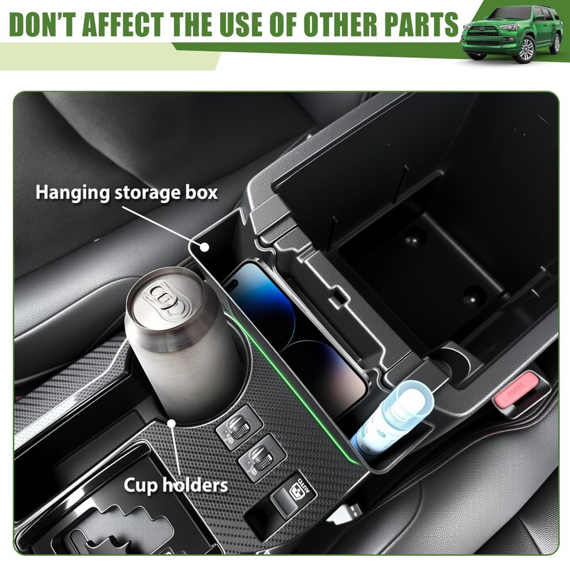 Qyebbk Center Console Organizer for 2010-2024 Toyota 4Runner Hanging Armrest