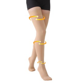 Medias de compresión de alto muslo, puntera cerrada, par, soporte firme de 20 a 30 mmHg, calcetines de compresión degradado con banda de silicona, uni