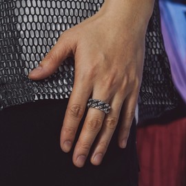 Bandmax Gothic Skull Chain Ring for Men Women Vintage Retro Style Cuban Link Chain Ring with Skull Stainless Steel Biker Rings Size 12