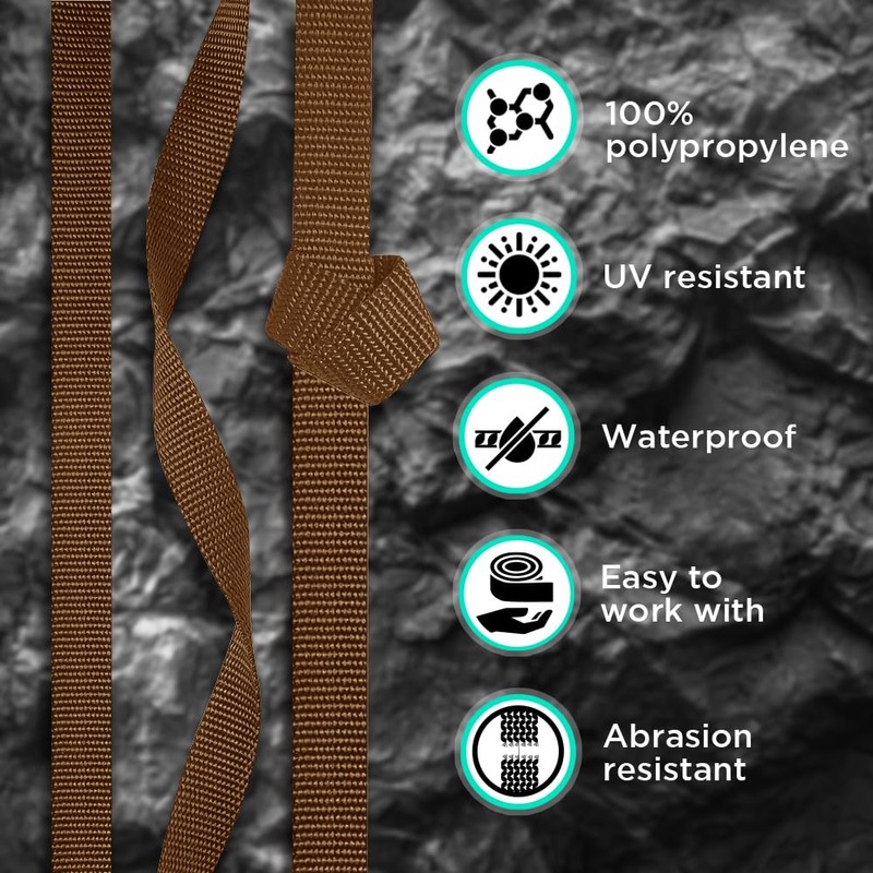 TECEUM 1 Inch Webbing – Light Brown – 10 Yards