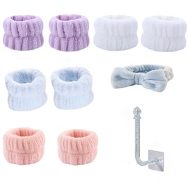 Wrist Towels for Washing Face Microfiber Face wash Spa Wristbands Wrist Scrunchies Arm Bands for Face Wash Prevent Water Running Women Skincare Wristbands Headband Wrist Cuffs Set Super Absorbent