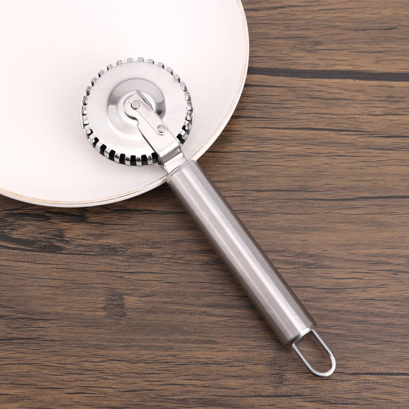 Stainless Steel Pastry Cutter Wheel, Fluted Pasta Dough Crimper Ravioli