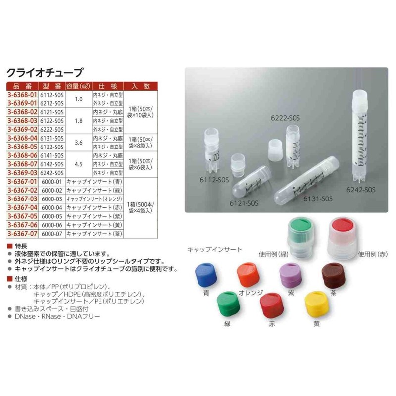 As One CryoTube CryoFreeze(R) 6000-02 Cap Inserts (Green), 500/Bag x