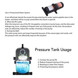 Jiawu 1L Constant Pressure for Boat Trailers, Smooth Water Current Accumulator, Maximum 125psi, Simple Installation, Motorhome and Boat Use