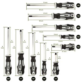 Blackout XP 10-Piece Slotted & Phillips Screwdriver Set Plus Zippered Carrying Bag | Precision Magnetic Screwdriver Tool Set, Black (10 Piece)