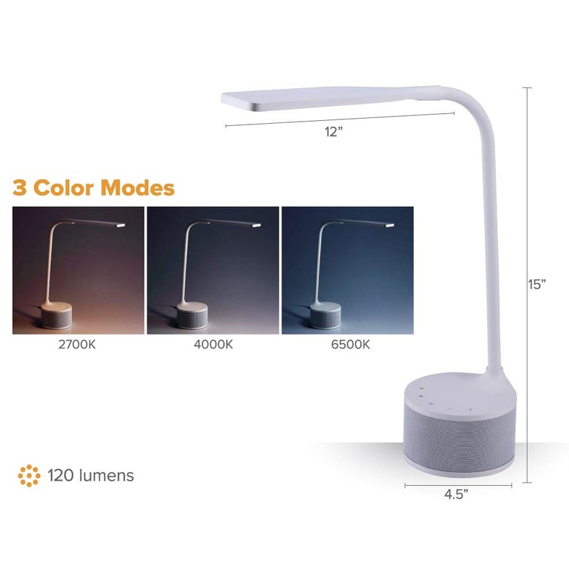Bostitch Office LED Dimmable Desk Lamp with Bluetooth Speaker &