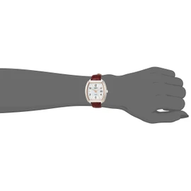 Seiko AHJD413 Women's Wristwatch, ingenu, Solar, Tonneau Type, Calendar Included, Red, Dial color - white, Solar Tonneau Watch with Calendar