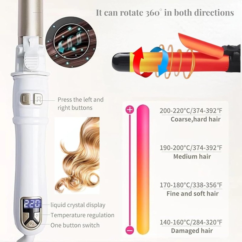Automatic Curling Wand 28mm/1.1 inch Rotating Curling Iron for Short