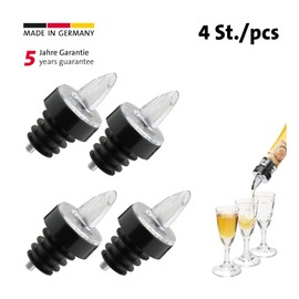 Westmark 4122248G 4 Spirit Pourers for Bottles, Dispenser with Trachea, with Decorative Ring, Plastic Cork, Jet Pour, Transparent/Black